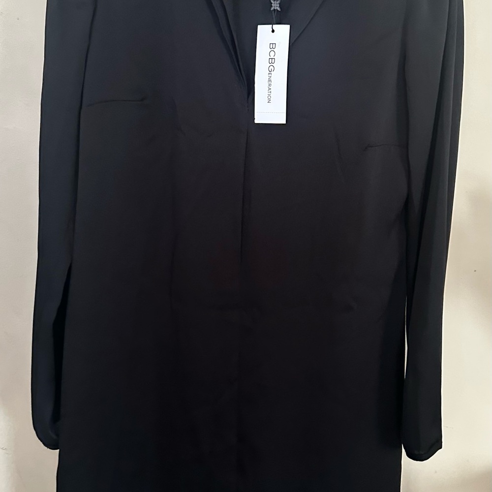BCBG Black V-Neck Sheath Dress for Work